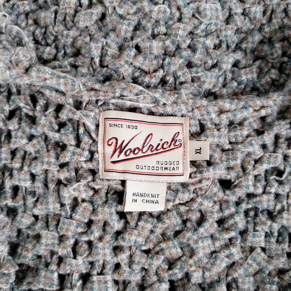 Unique Rare Woolrich Plaid Woven Macrame Open Weave Handknit Wool Vest XL - Picture 6 of 6